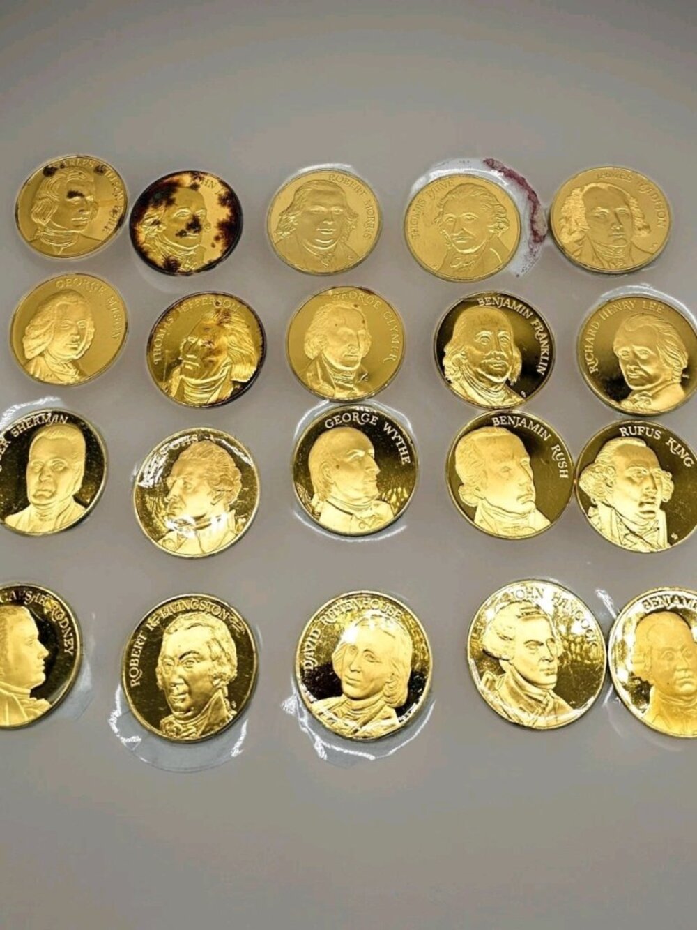 Lot Of 20 American Revolutionary Historical Men Coins Gold Tone USA Americana
